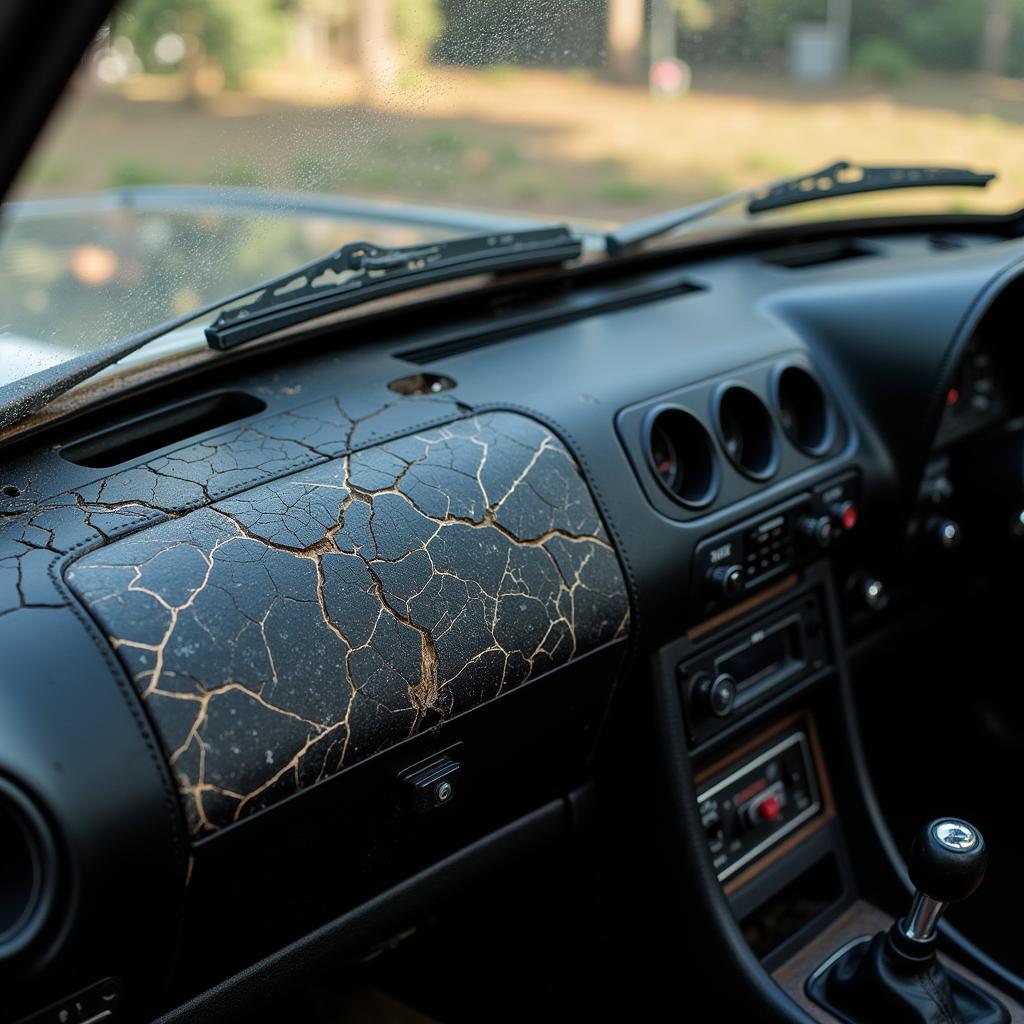 Cracked Datsun Z Car Dashboard