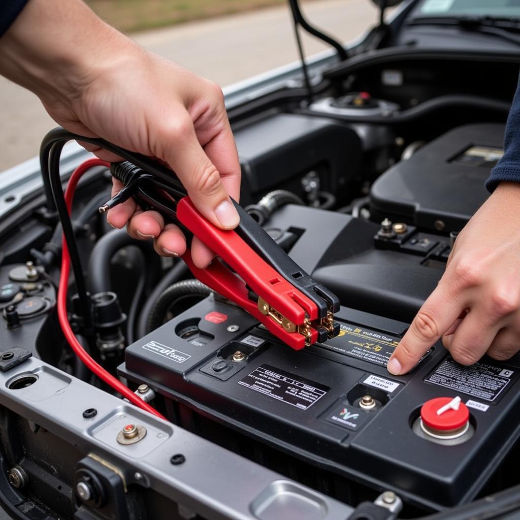 Jumpstarting a dead car battery