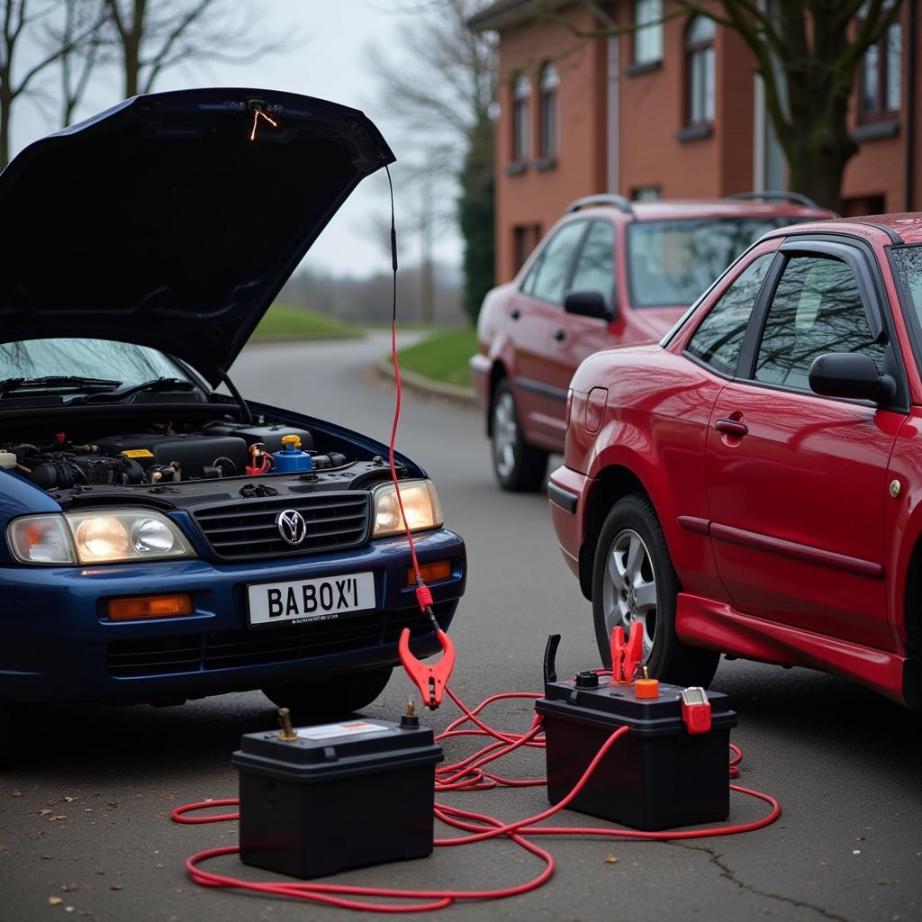 Jumpstarting a Car with Dead Battery