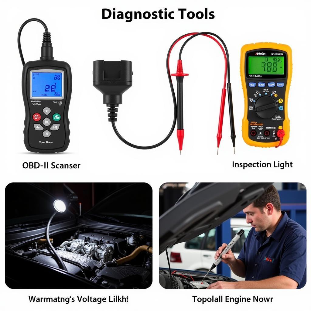 Diagnosing Car Problems with Tools: OBD Scanner, Multimeter, and Inspection Light