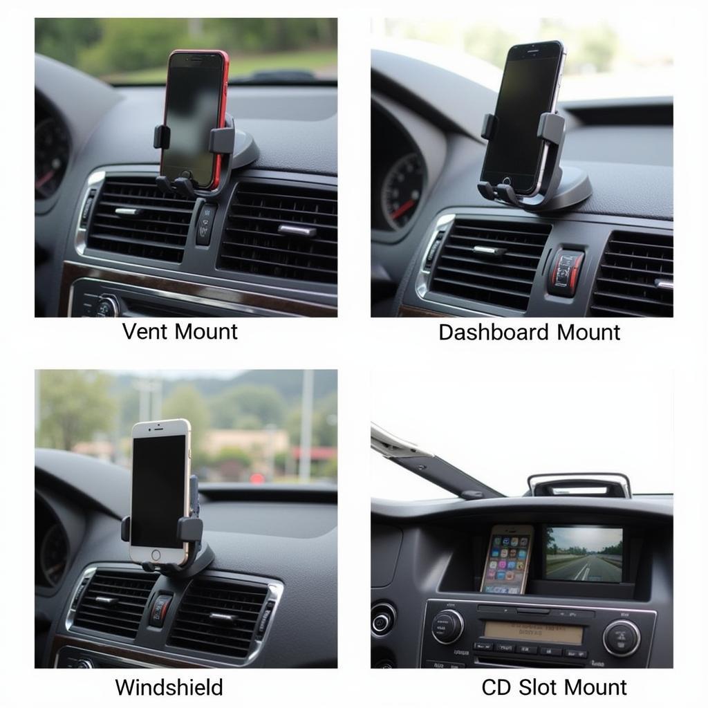 Various types of car phone holders