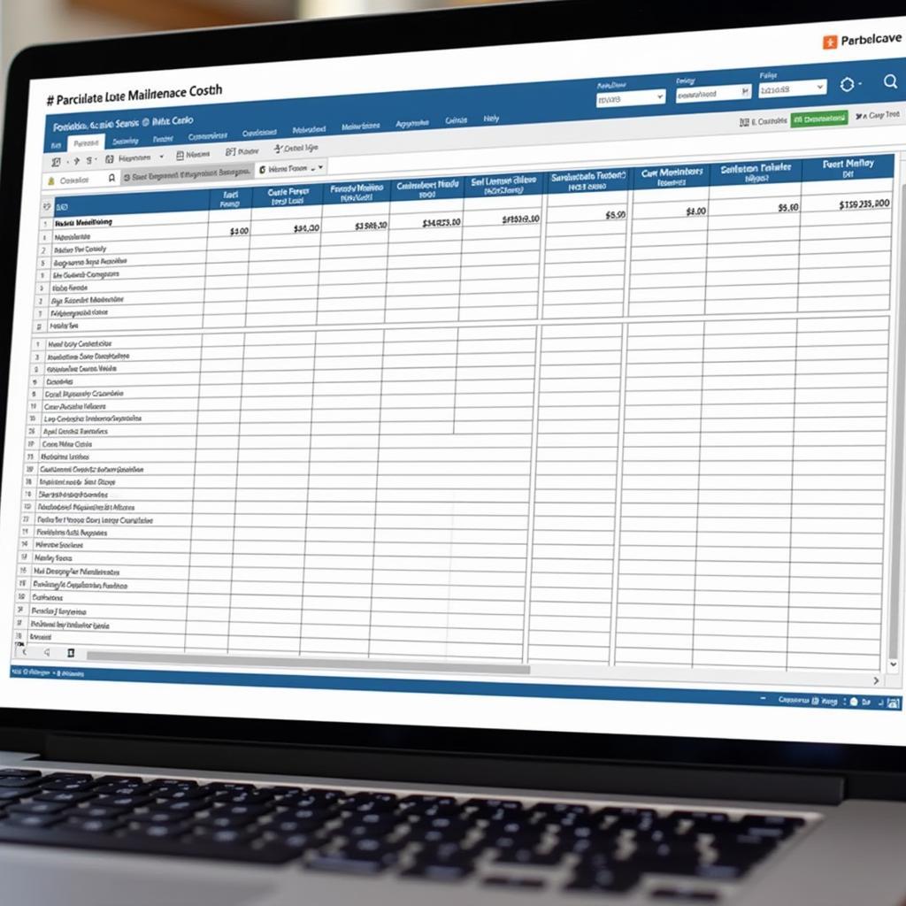 Digital Car Maintenance Spreadsheet on a Laptop