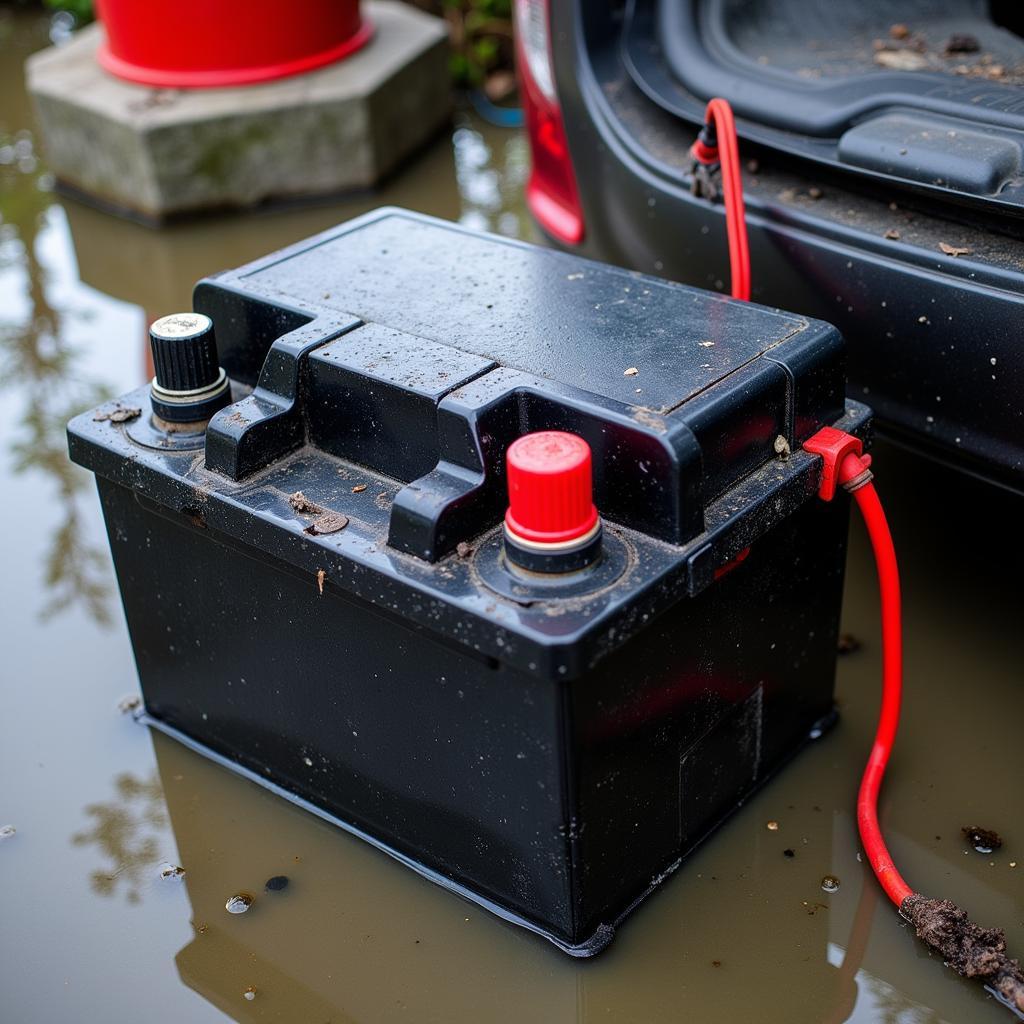 Disconnected Car Battery After Flood