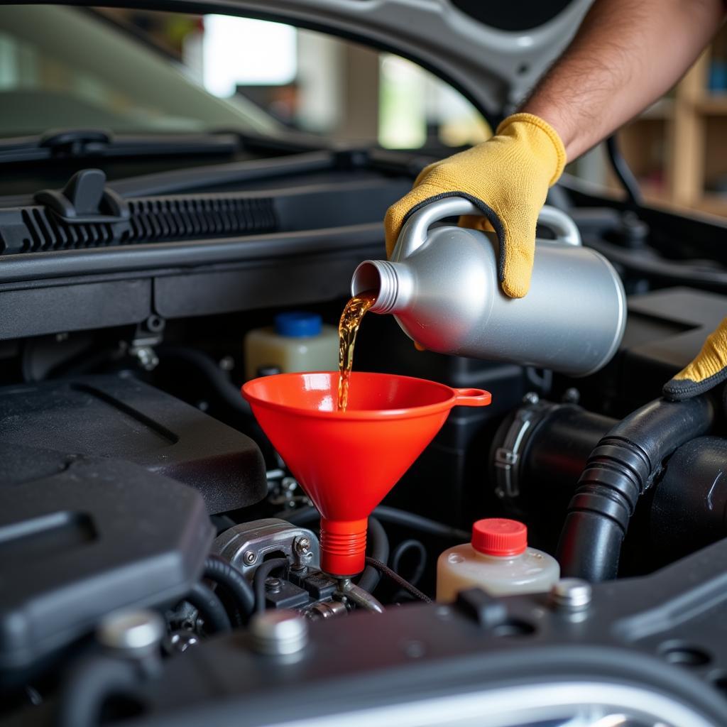 Changing Oil in a DIY Car Maintenance Shop