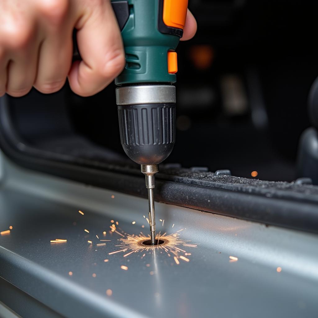 Drilling a Hole in a Car Panel