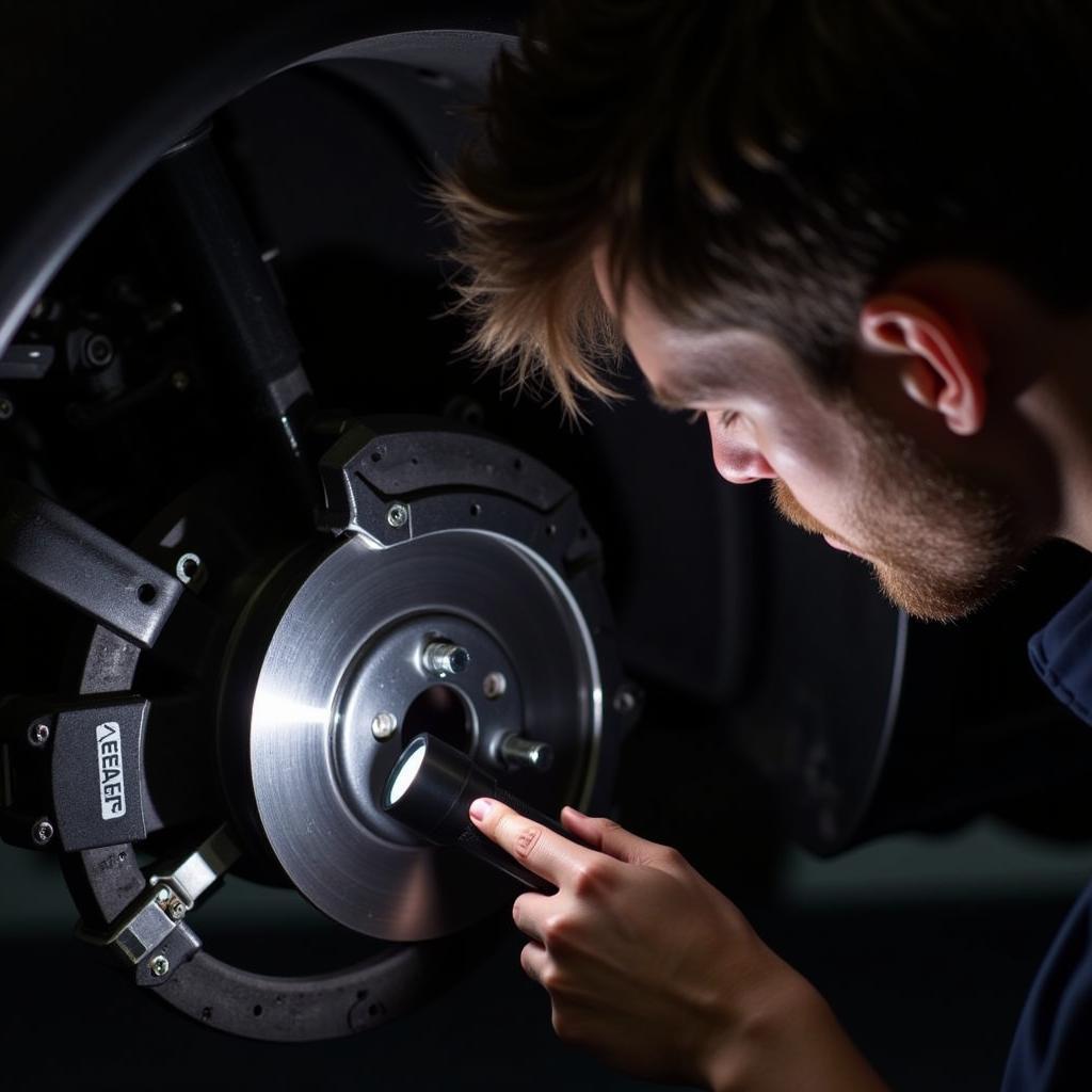 Inspecting the Brakes of an Electric Car