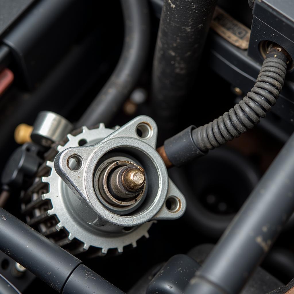 Electric Car Starter Malfunction: A close-up of an electric car's internal components, highlighting a potential starter malfunction.