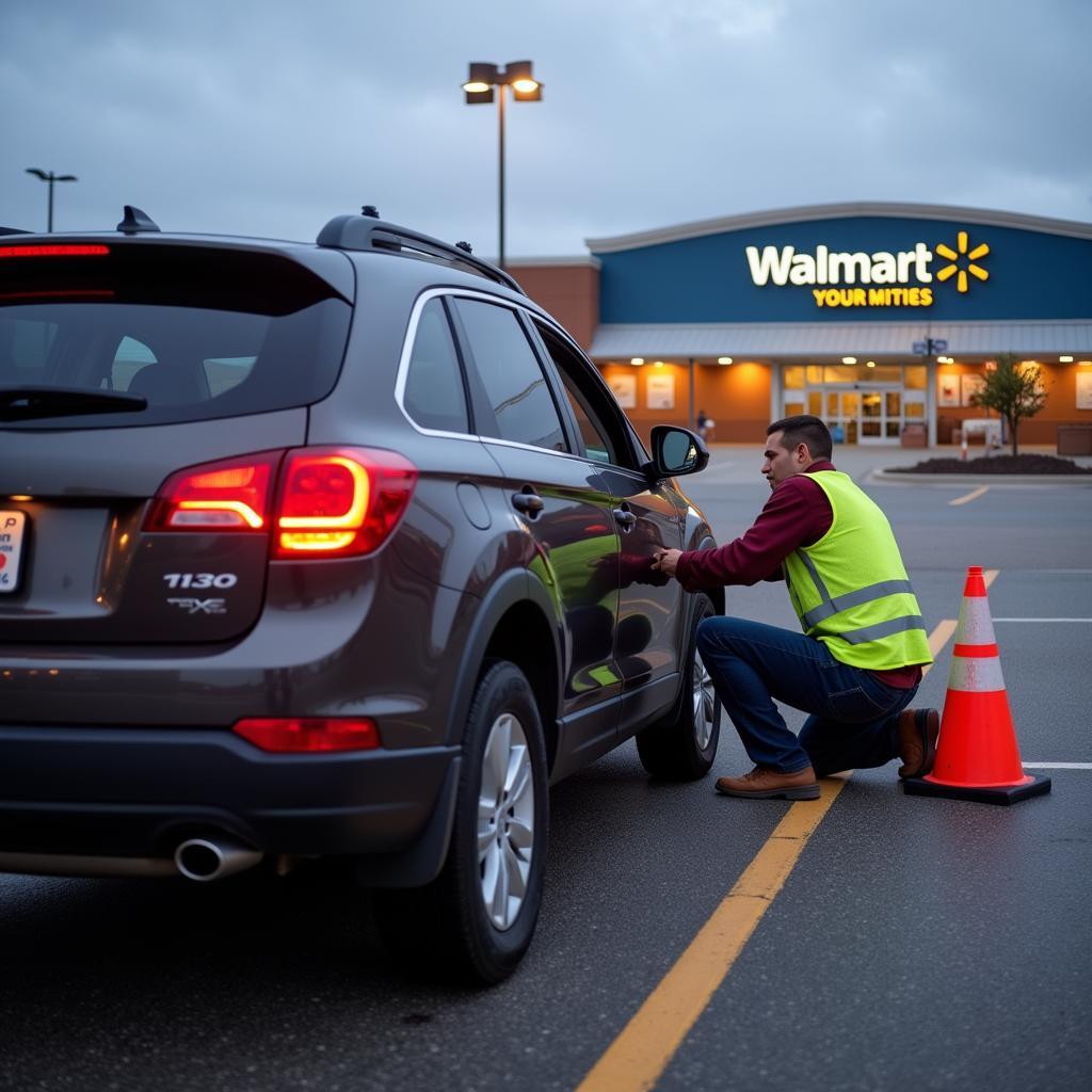 Emergency Car Repair in a Walmart Parking Lot