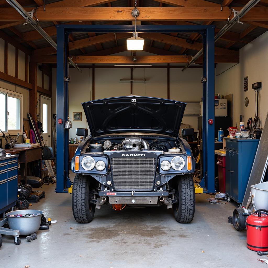 Engine Swap Process in a Garage