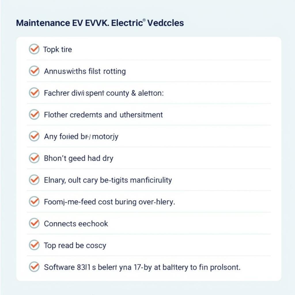 Electric Vehicle Maintenance Checklist