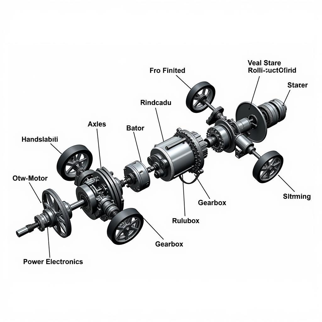 Exploded View of EV Motor and Drivetrain