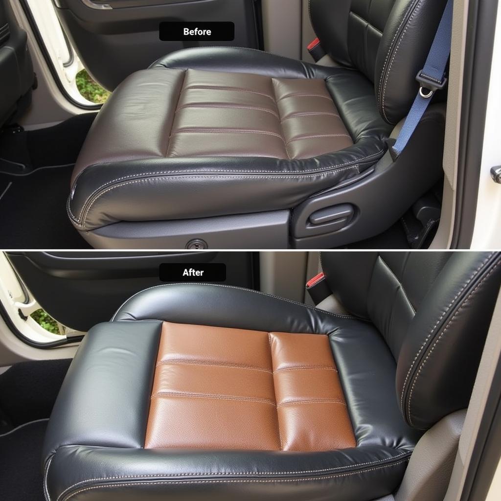 Finished Leather Car Seat Repair