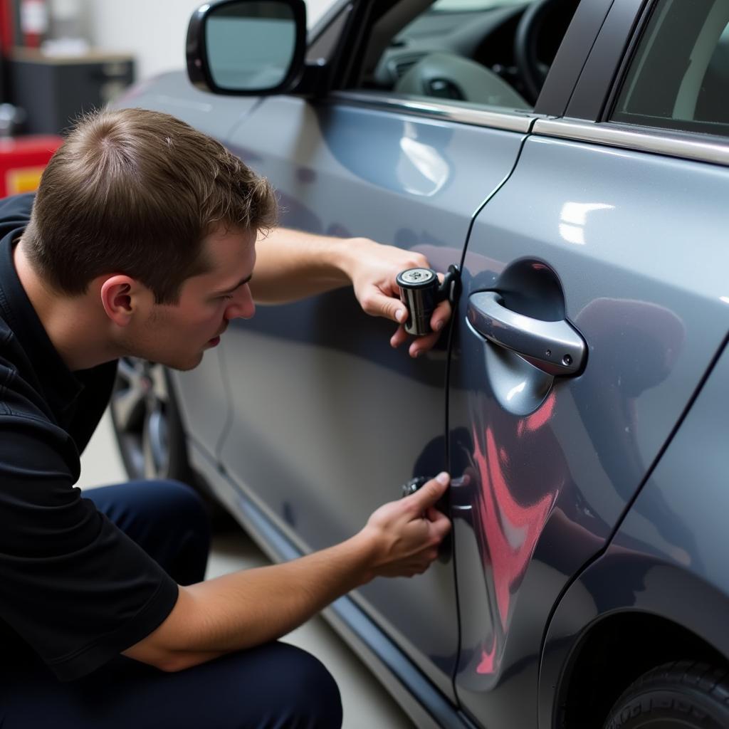 Fixing a Major Dent in Car Door with PDR