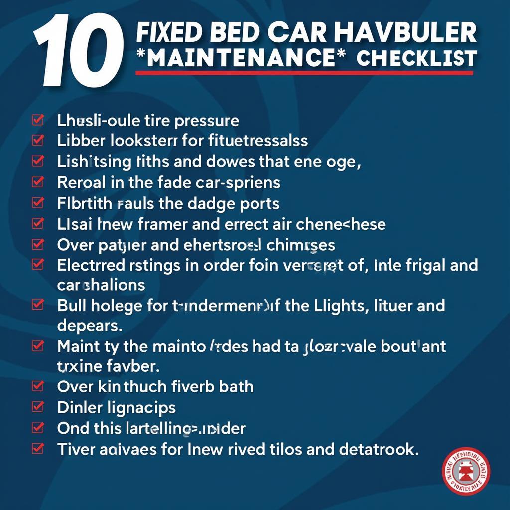 Fixed Bed Car Hauler Maintenance Checklist