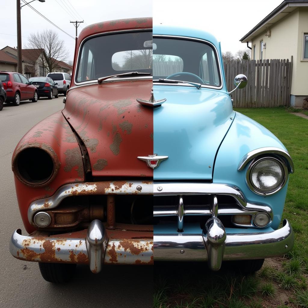 Fixer upper car before and after restoration showing the dramatic transformation possible with dedication and effort.