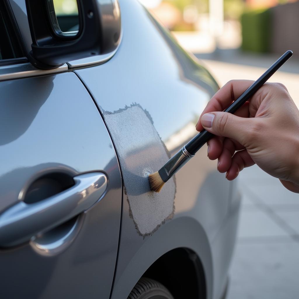 Fixing deep car scratches with touch-up paint and clear coat