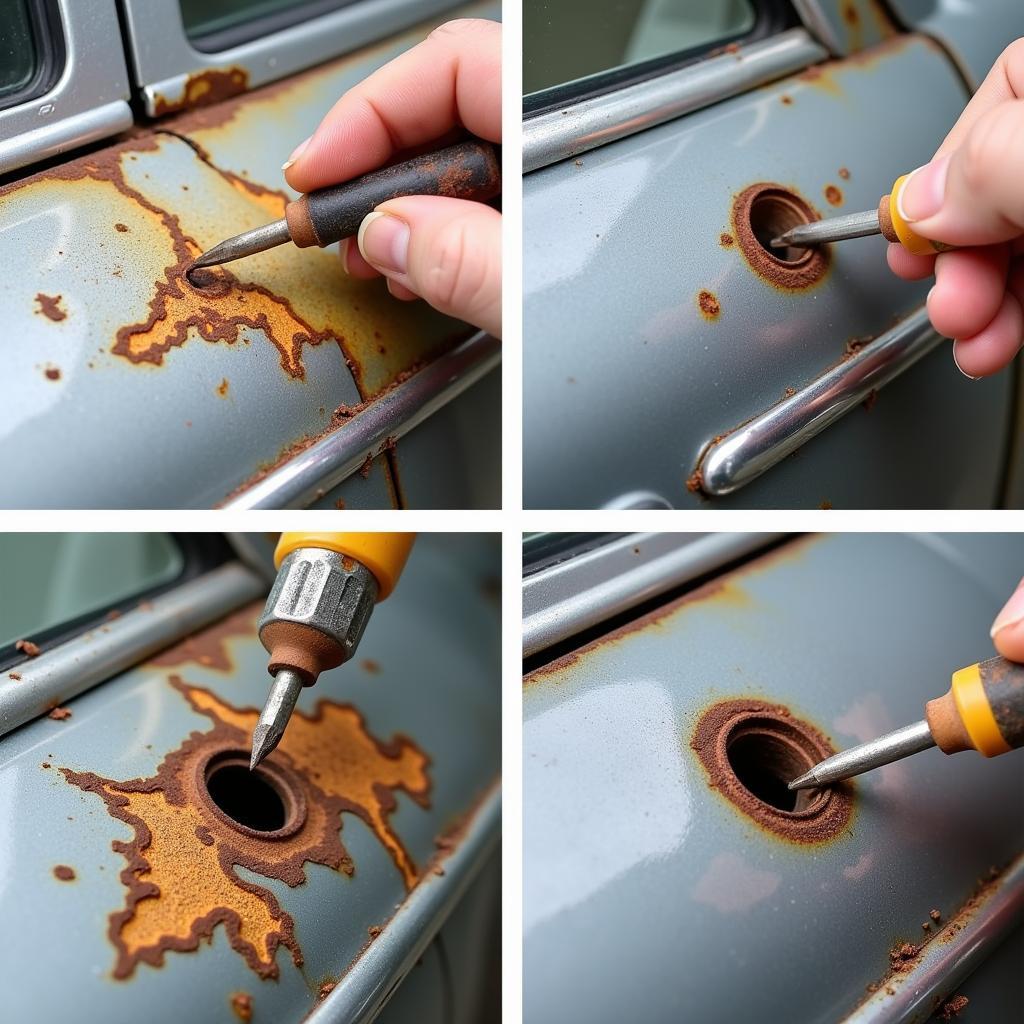 Assessing Rust Damage on a Car Door