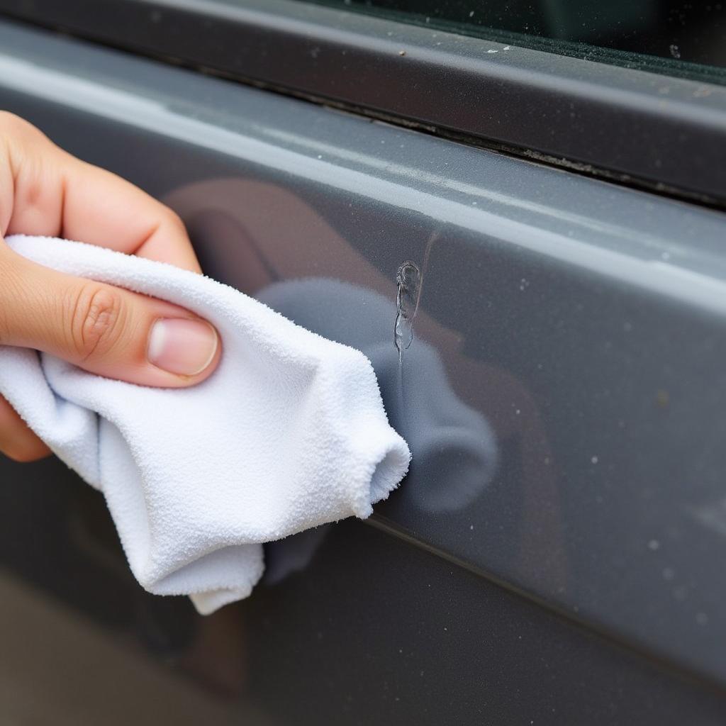 Cleaning the scratched car trim