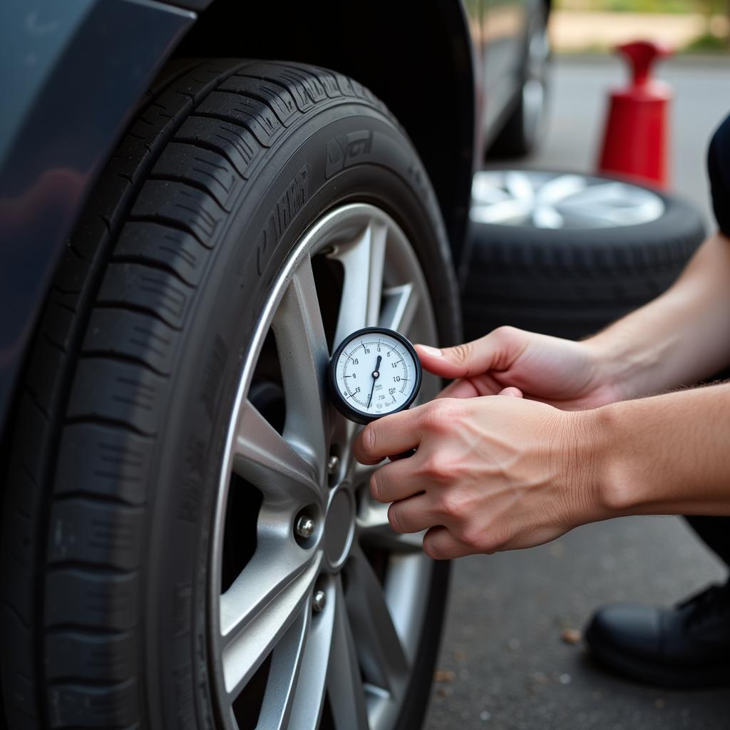 Fixing a Slow Puncture on a Car Tire