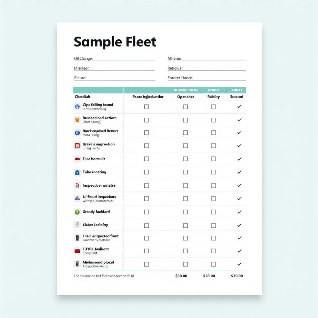 Fleet Car Maintenance Checklist Example