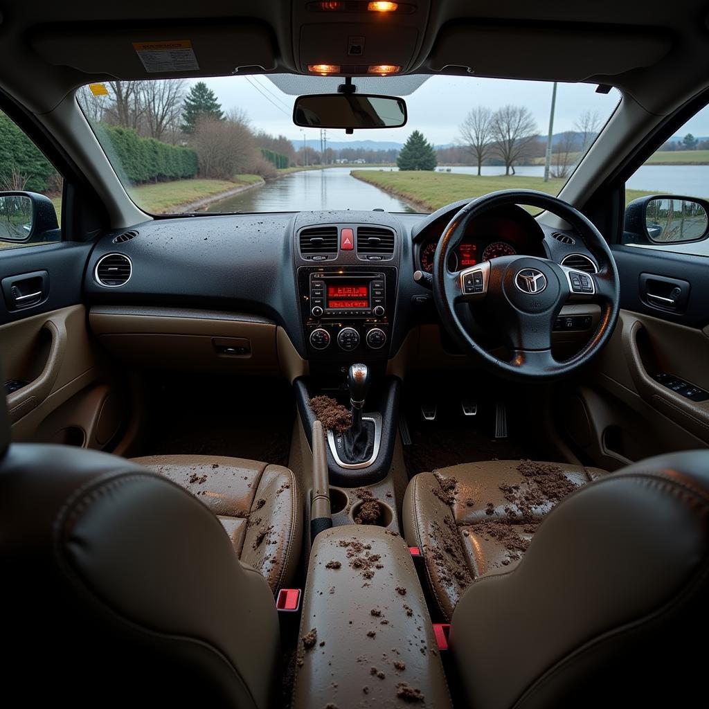 Flood Damaged Car Interior