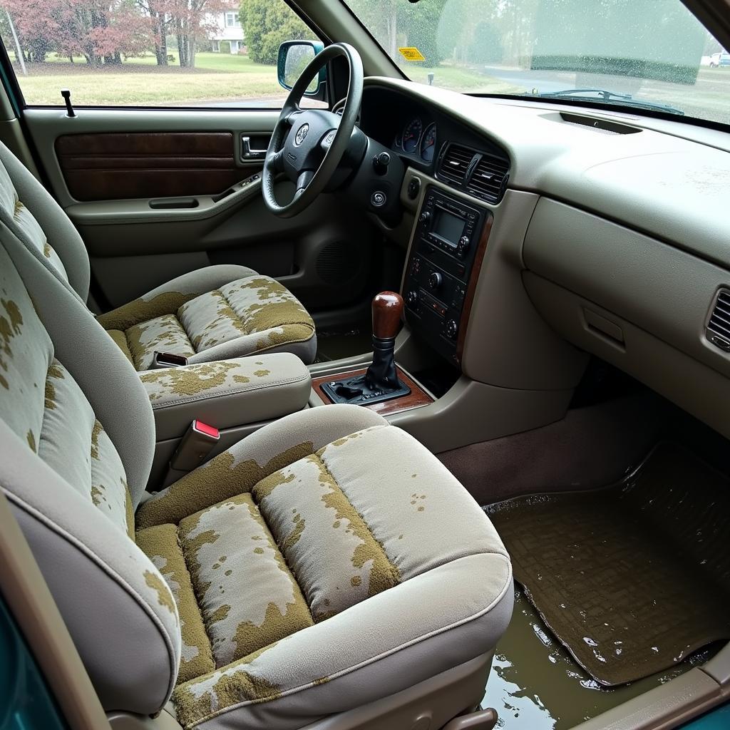 Flood Damaged Car Interior