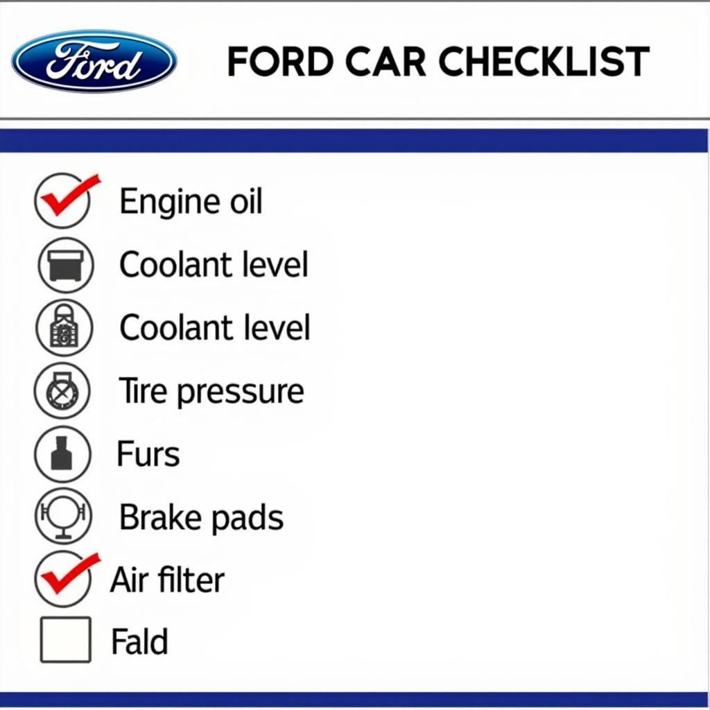 Ford Car Maintenance Checklist India