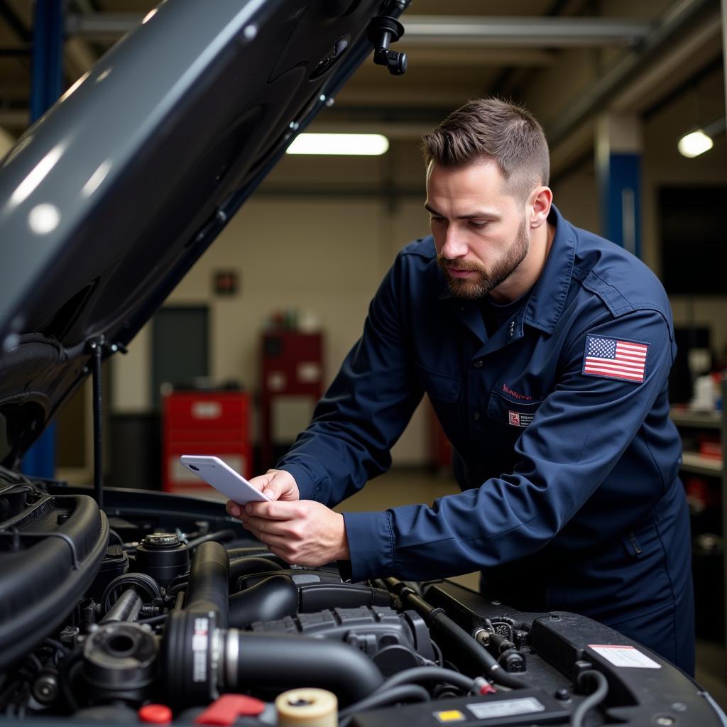 Frit Car Inc Maintenance Manager Inspecting a Vehicle