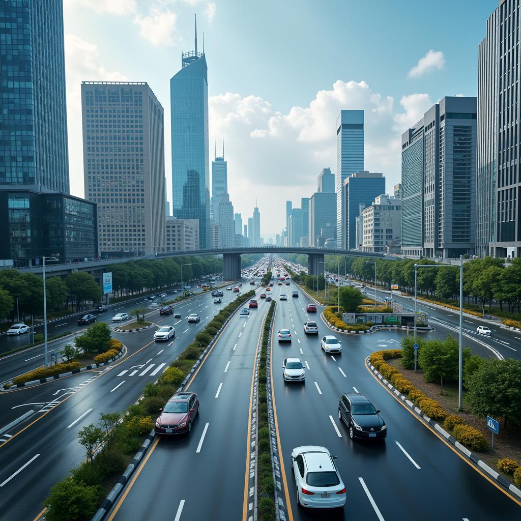 Future City with Driverless Cars and Smart Infrastructure