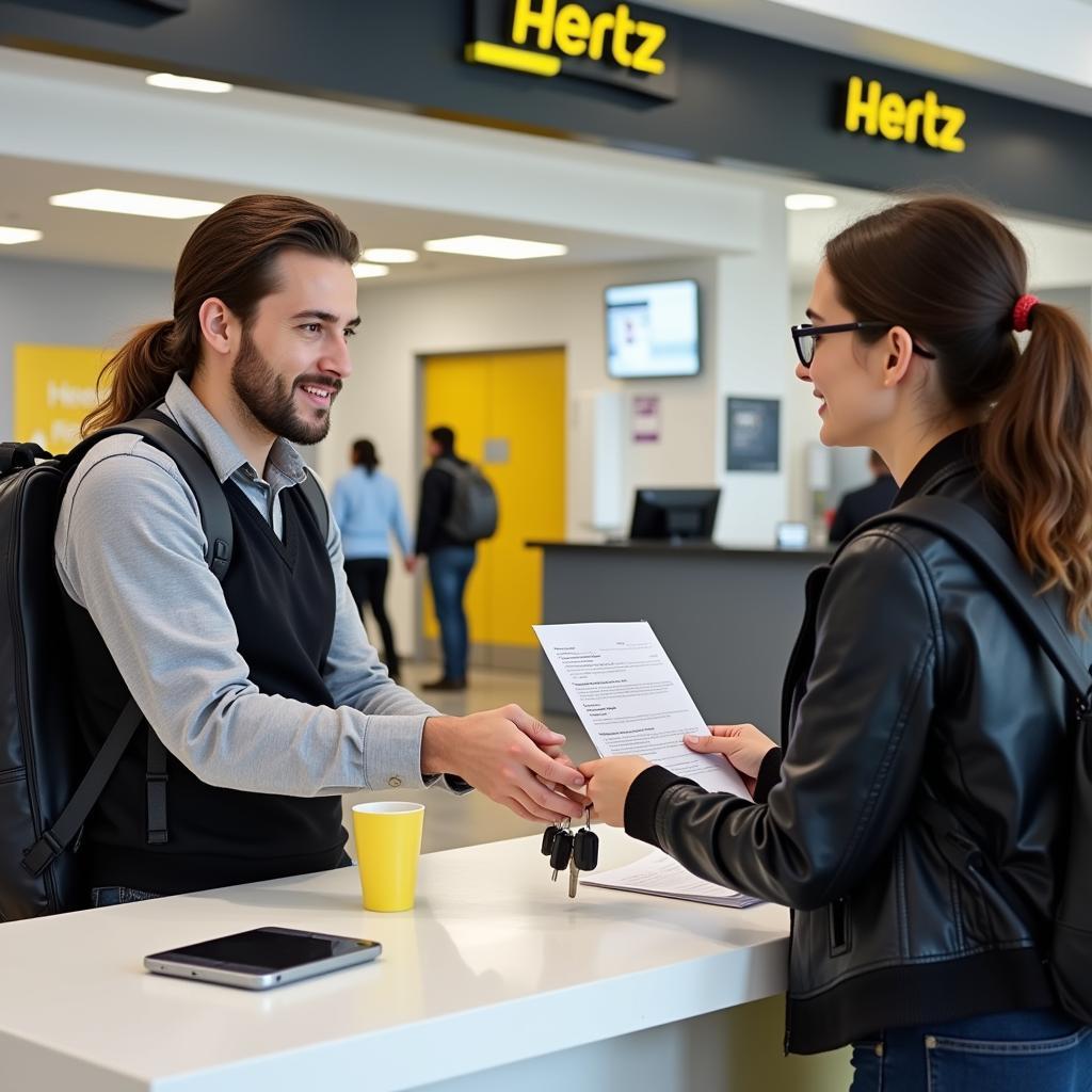 Hertz Naxos Car Pickup: A traveler picking up their Hertz rental car at Naxos Airport.