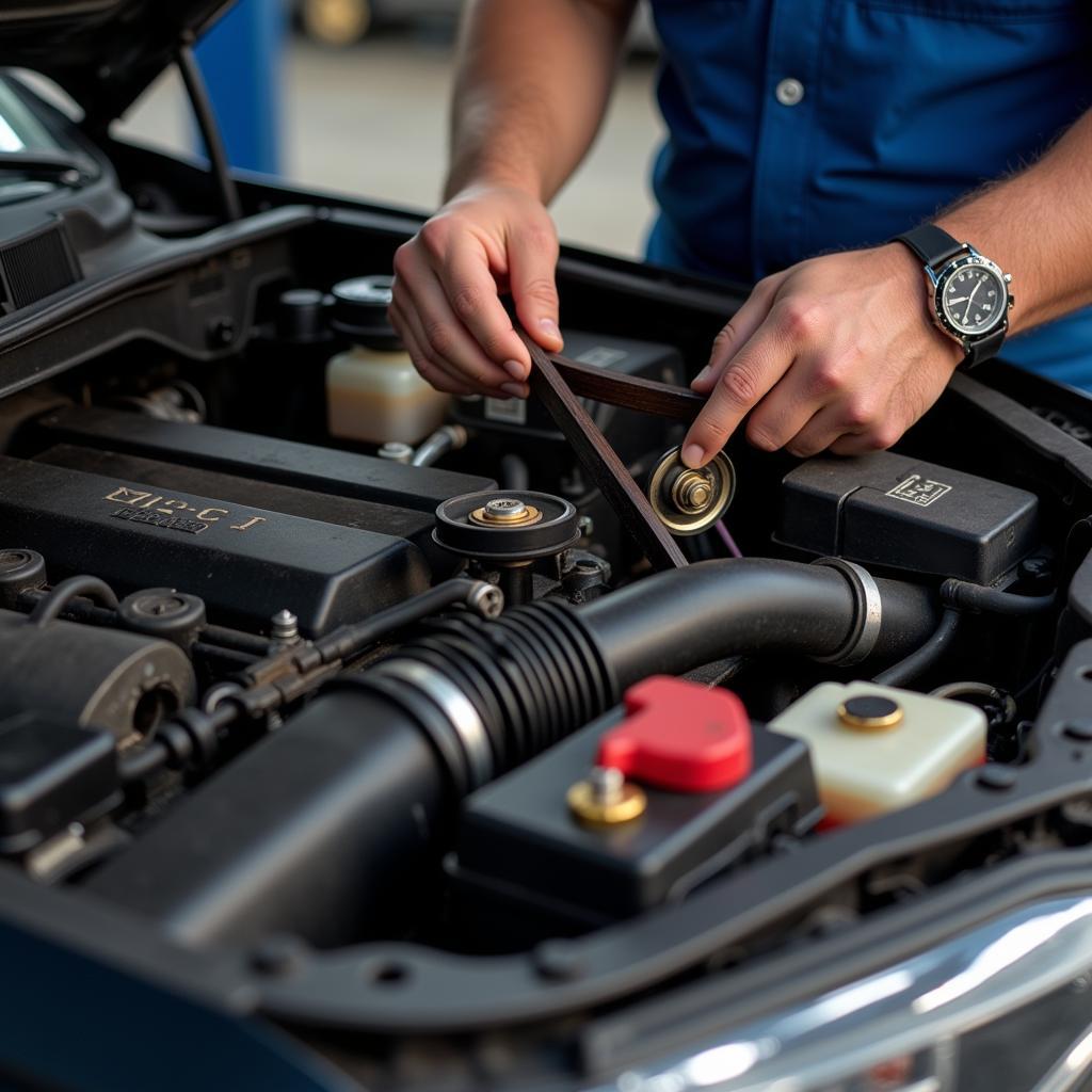 Inspecting the Engine of a High-Mileage Car