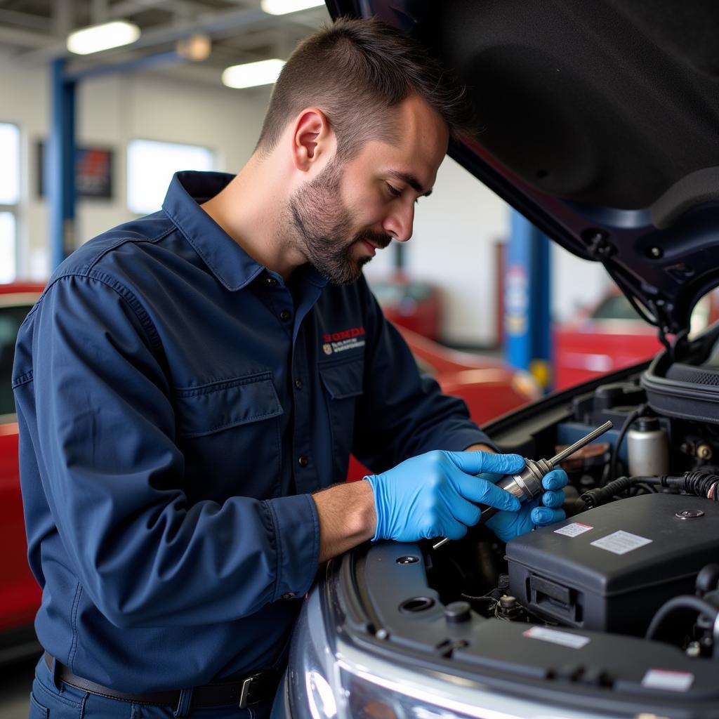 Honda Mechanic Performing Maintenance