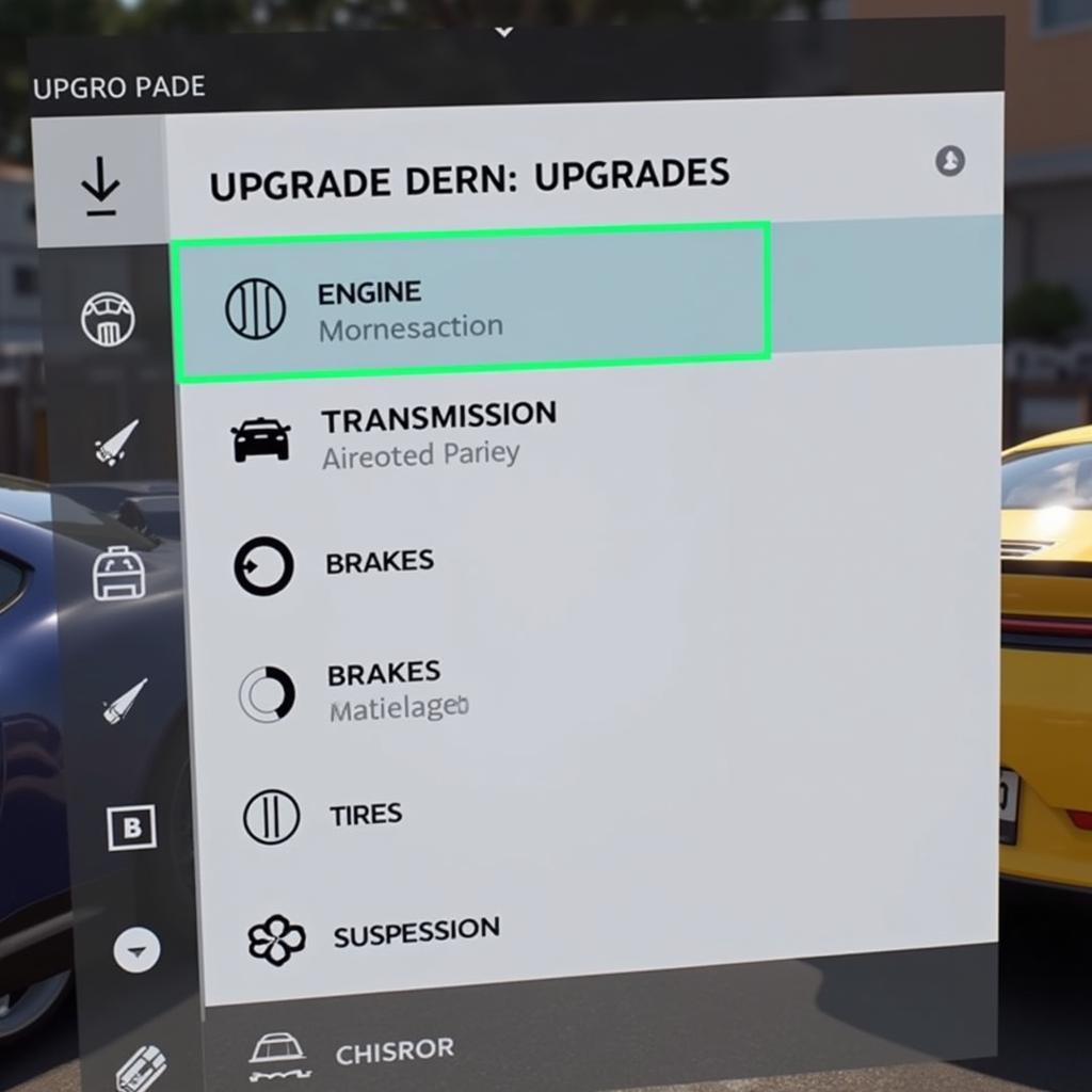 Forza Horizon 5 Car Upgrade Menu