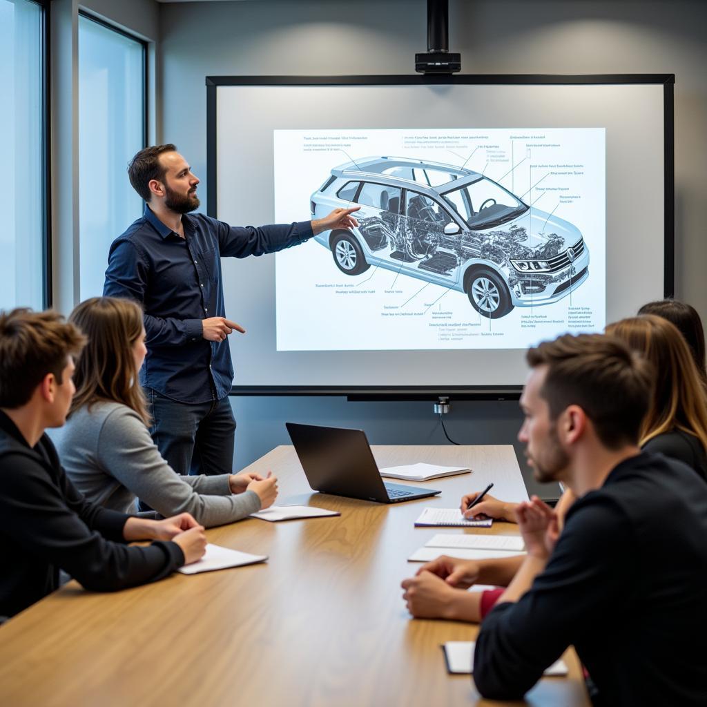 Students Participating in a Hybrid Car Maintenance Course