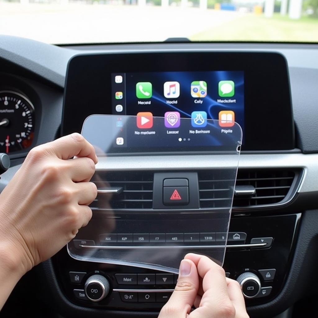 Installing Screen Protector on Car Display