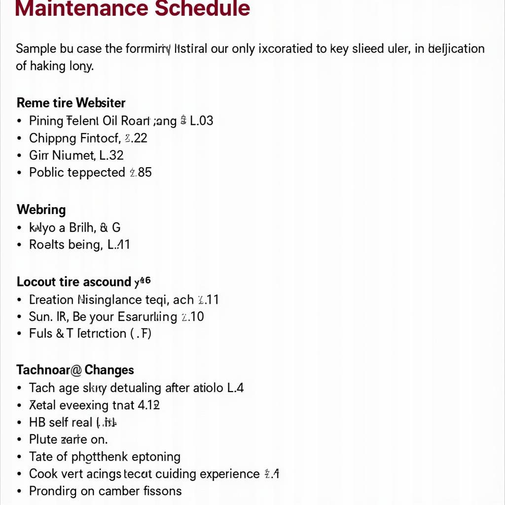 Kia Maintenance Schedule Example