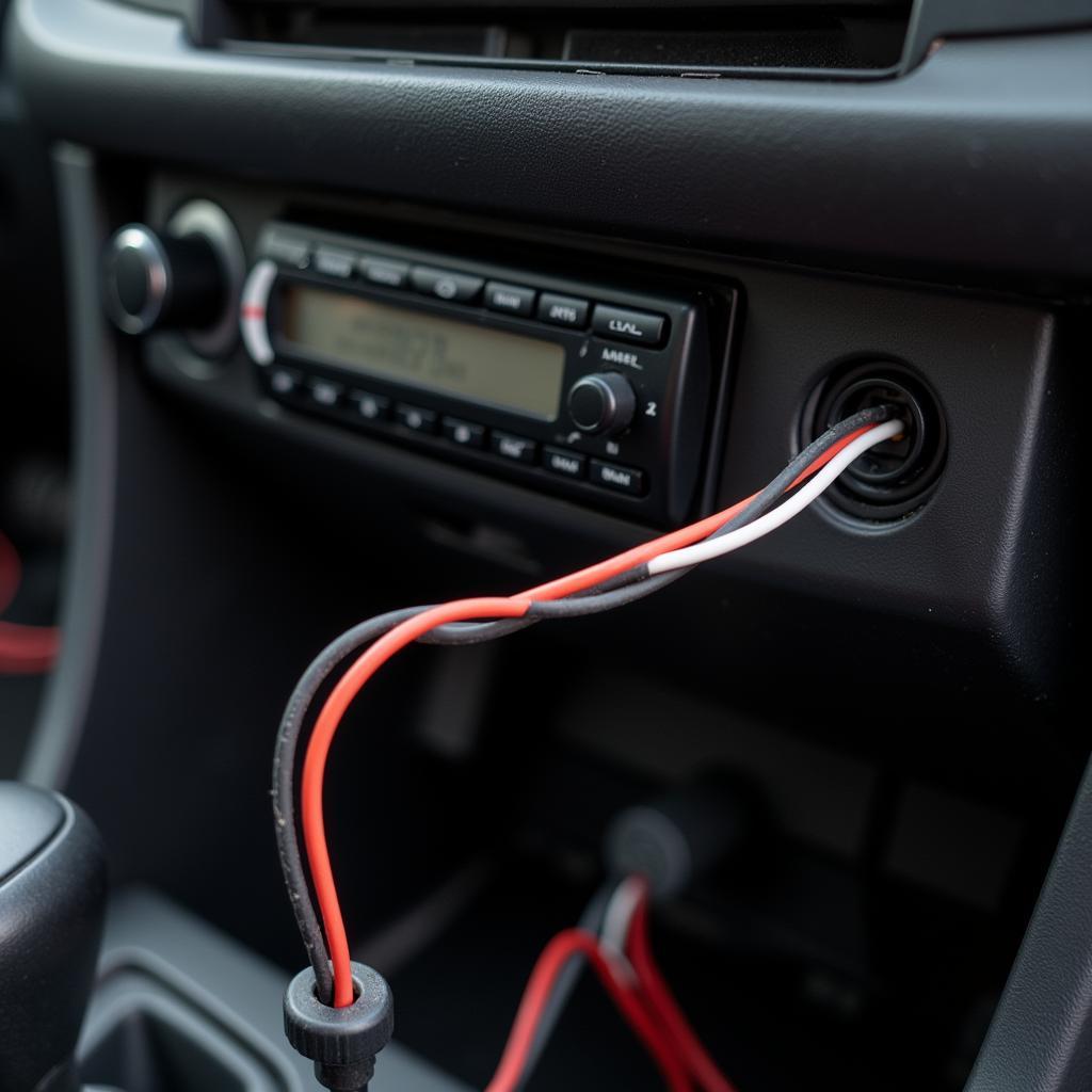 Loose Car Speaker Wire Connected to the Car Stereo System