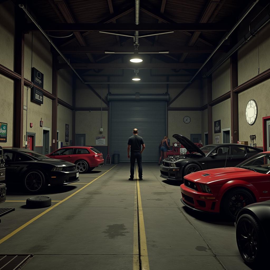 Interior view of a Los Santos Customs garage