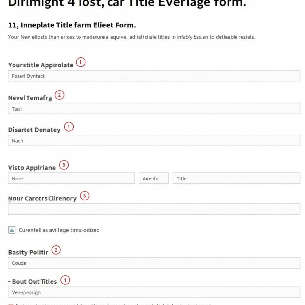 Lost Car Title Application Form