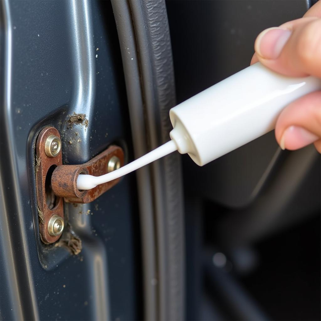 Lubricating Car Door Hinges with White Lithium Grease