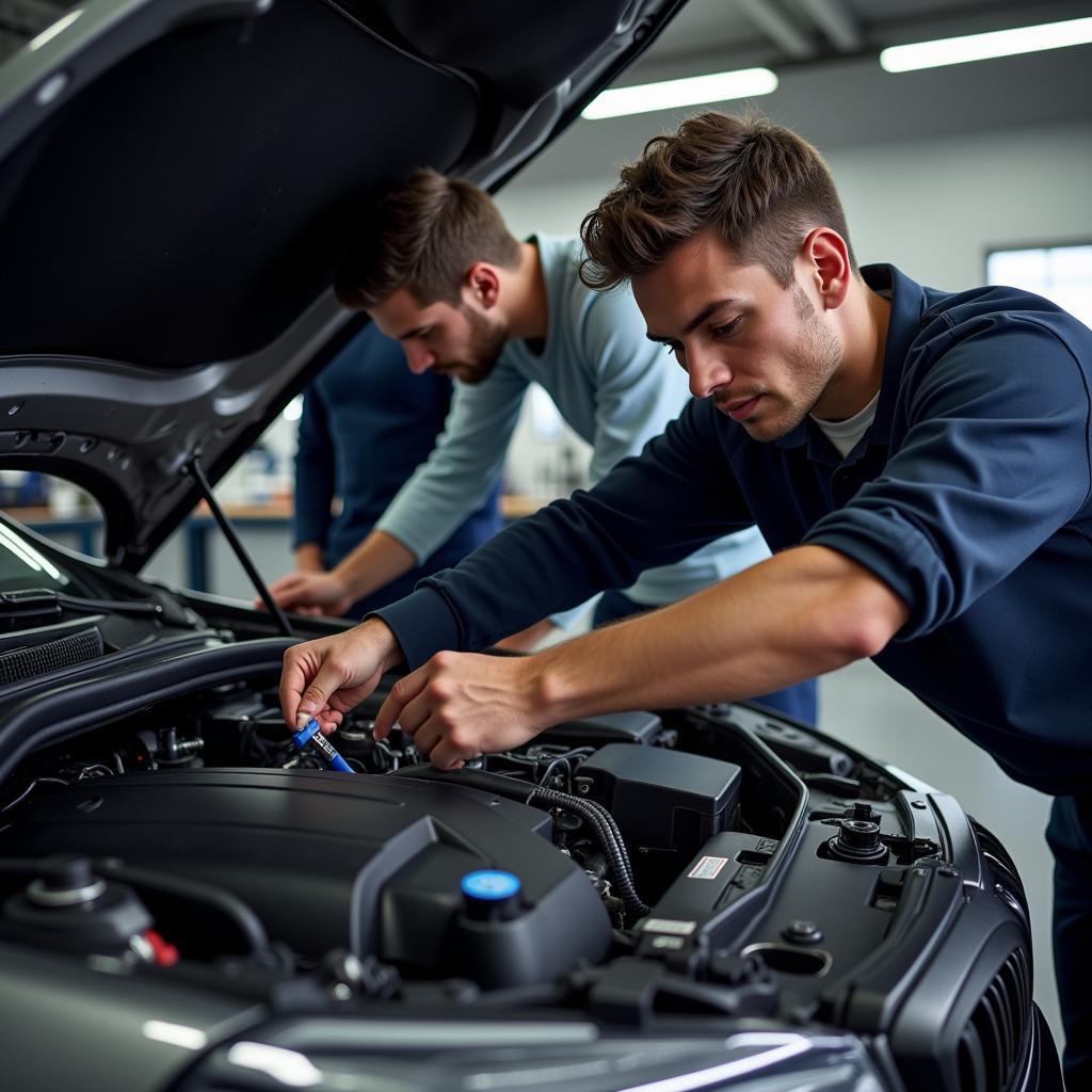 Luxury Car Engine Compartment Inspection