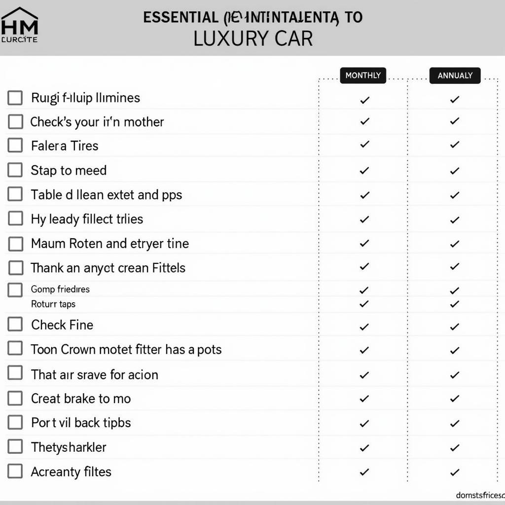 Luxury Car Maintenance Checklist