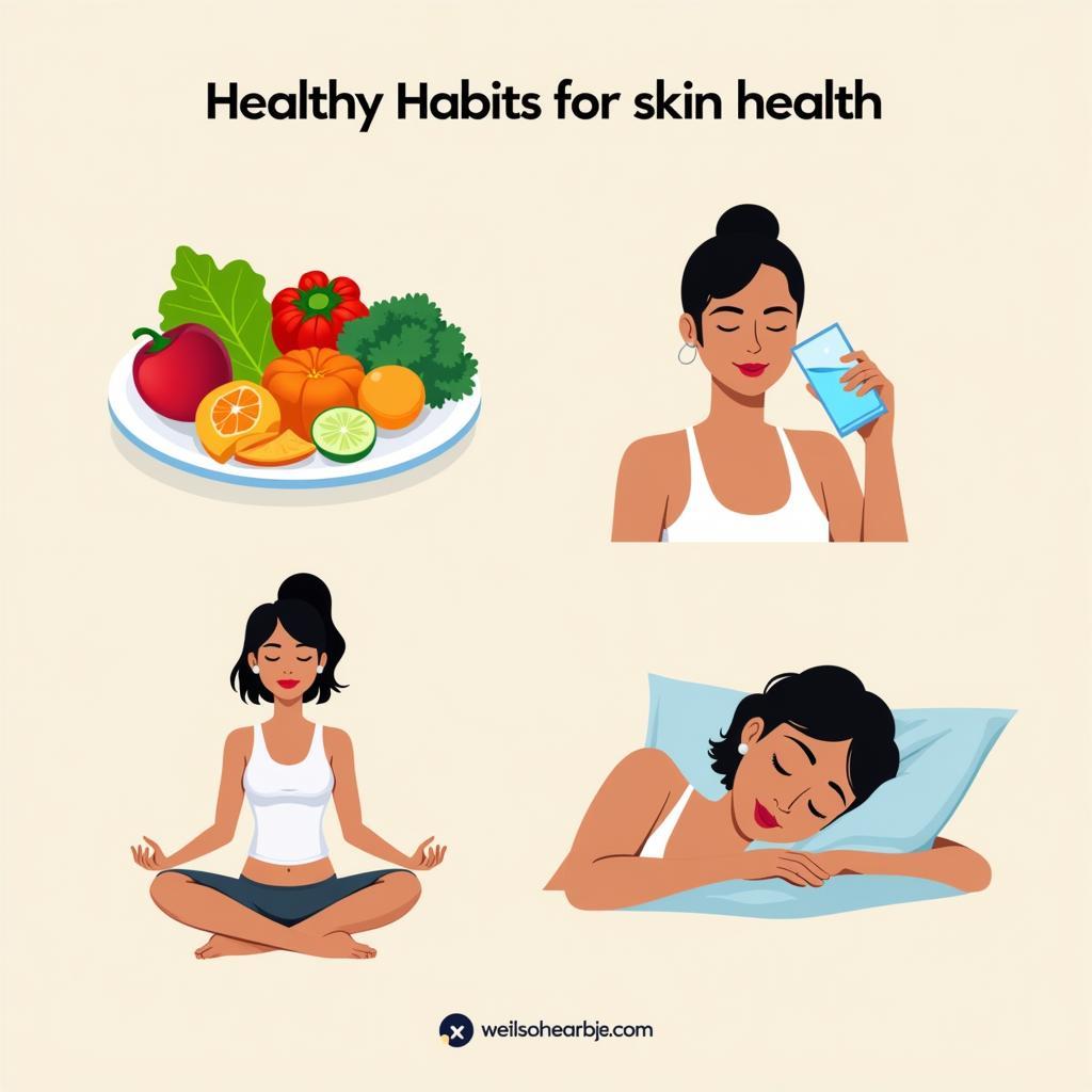 Maintaining Optimal Skin Health: Healthy Diet, Hydration, Stress Management, and Adequate Sleep