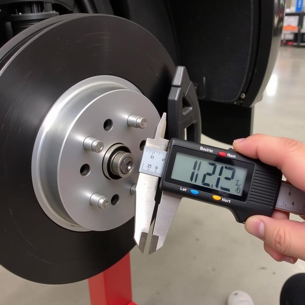 Measuring Brake Pad Thickness with a Caliper