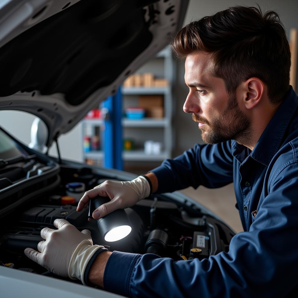 Mechanic Checking Car Coolant