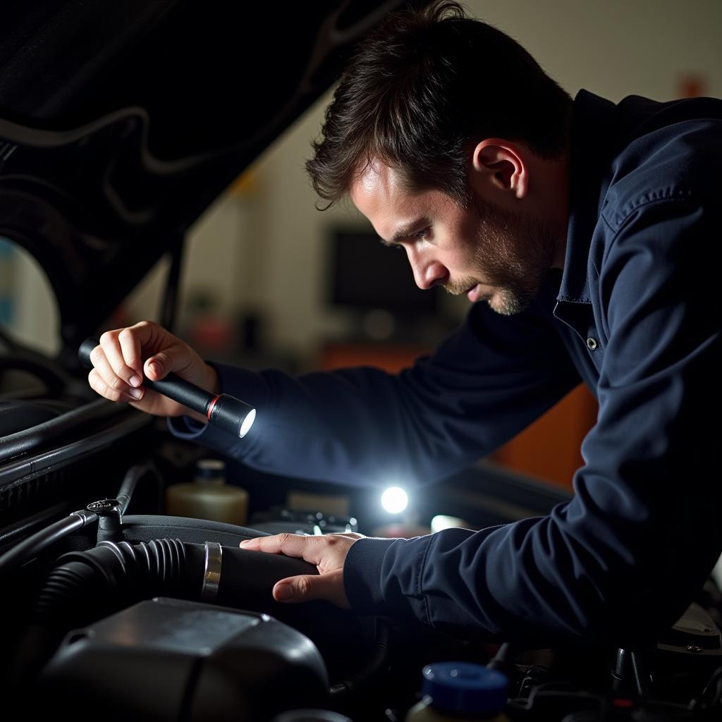 Mechanic Checking Car Engine