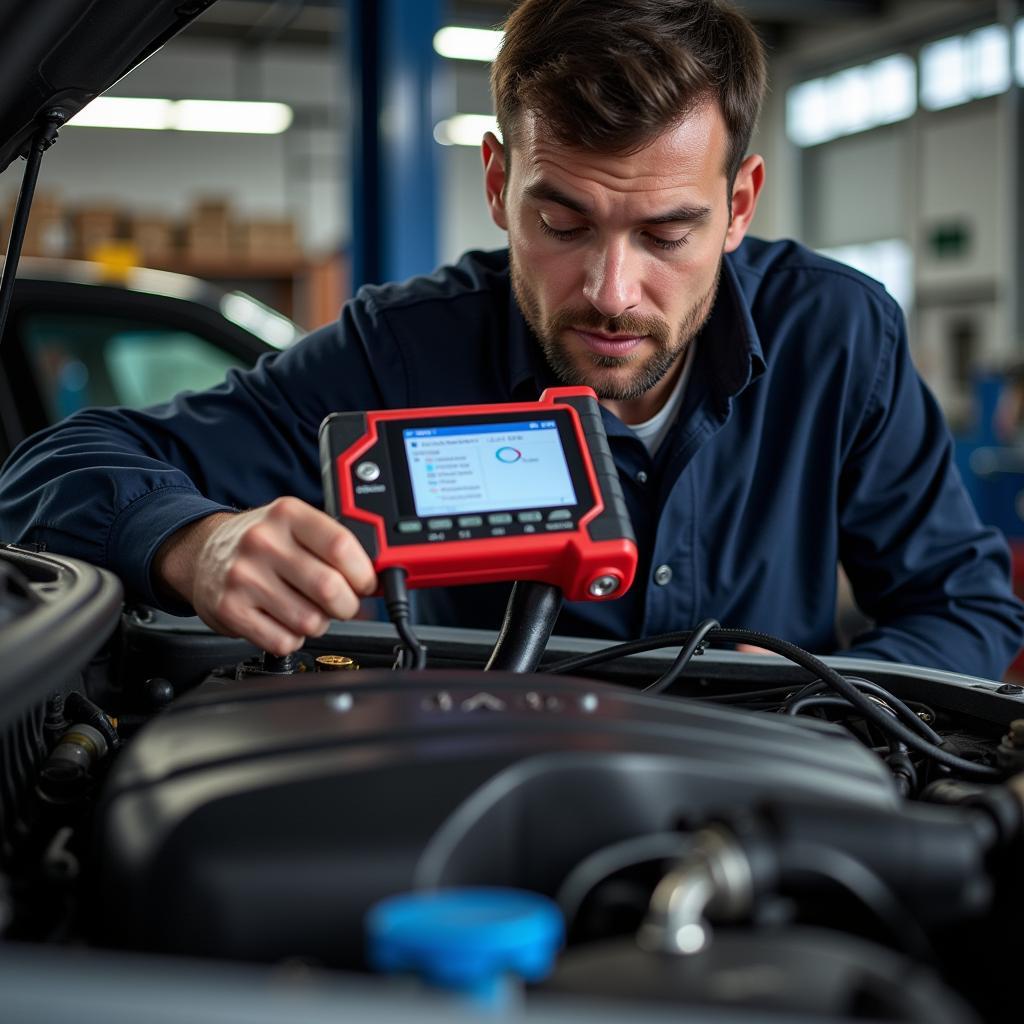 Mechanic Checking Car Engine