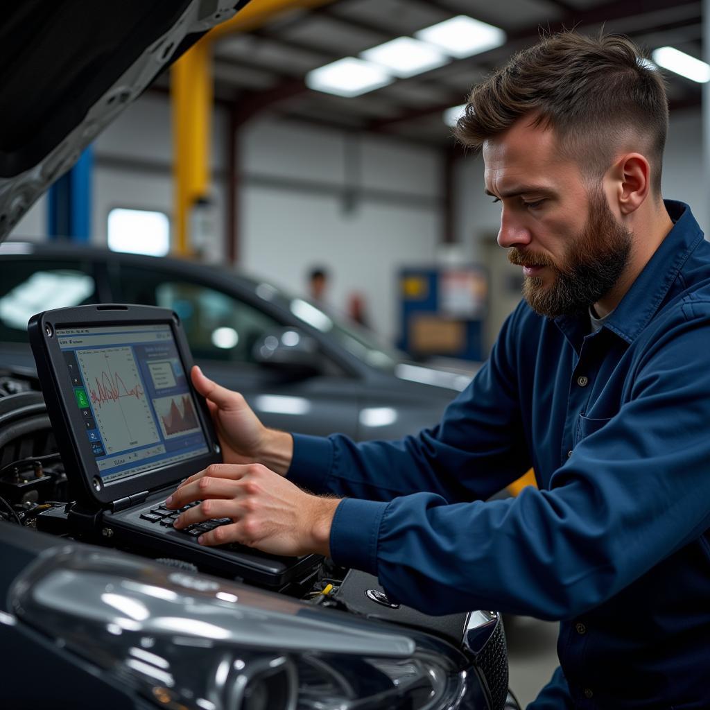 Mechanic Diagnosing Car Noise