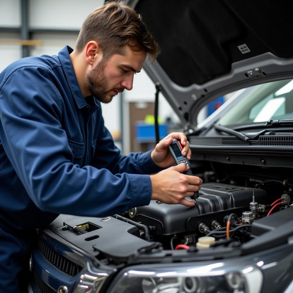 Mechanic Inspecting Fuel System