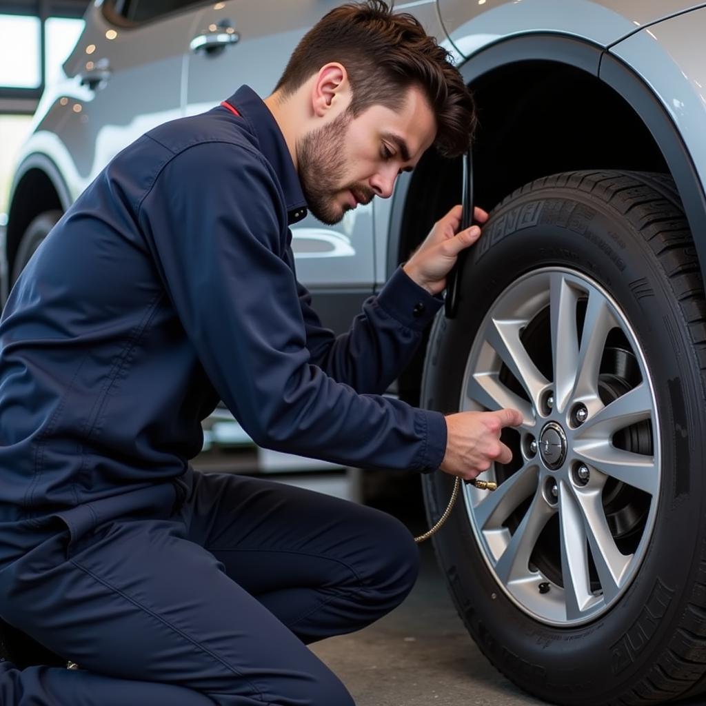 Mechanic Performing Car Maintenance